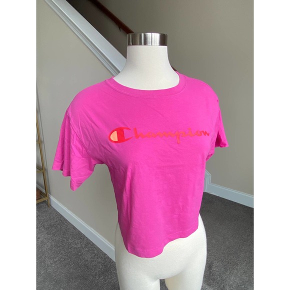 Champion Hot pink crop top with red logo, size XS - Picture 2 of 12